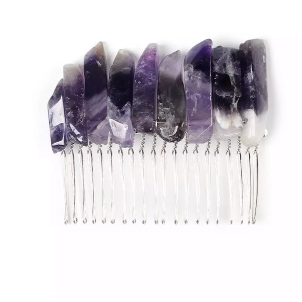 new. amethyst hair comb